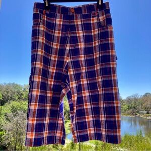 Member's Property Men’s Plaid Shorts Lightweight Blue Orange White Cotton SZ 42